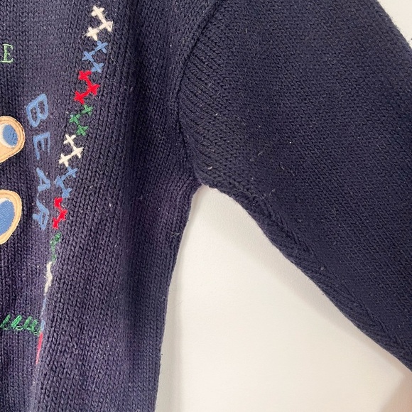 Vintage kids holiday Navy Teddy Bear Sweater - Picture 7 of 11